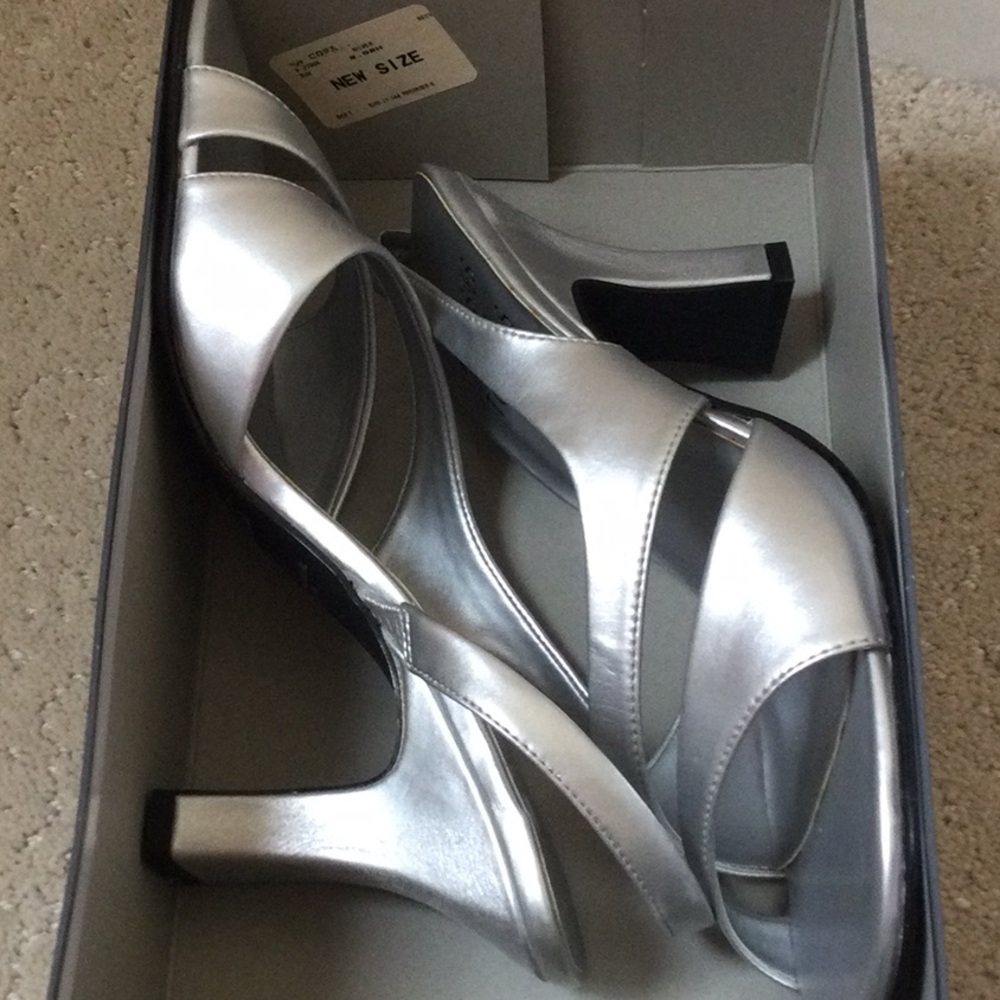 Silver Women's Dress Heels - Sleek Open-Toe Sandals